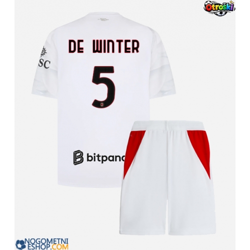 Otroški Nogometni dresi AC Milan Koni De Winter #5 Gostujoči 2026-27 Kratek Rokav (+ Kratke hlače)